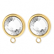 BY31® Componenti in acciaio inossidabile orecchini tondi con cristallo e anellino oro-cristal