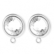 BY31® Componenti in acciaio inossidabile orecchini tondi con cristallo e anellino argento-cristal