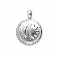 BY31&reg; Ciondoli in acciaio inossidabile rotondi con sole & luna argento