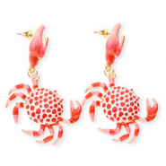 Orecchini alla moda in smalto granchino con perno in acciaio inossidabile oro-rosso-rosa-bianco