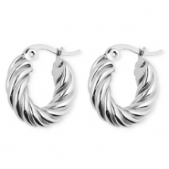 BY31® Orecchini a cerchio in acciaio inossidabile a spirale argento