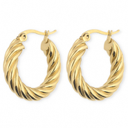 BY31® Orecchini a cerchio in acciaio inossidabile a spirale oro