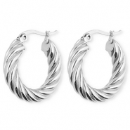 BY31® Orecchini a cerchio in acciaio inossidabile a spirale argento