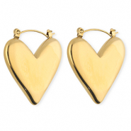 BY31® Orecchini a cerchio in acciaio inossidabile a cuore oro