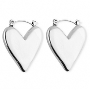BY31® Orecchini a cerchio in acciaio inossidabile a cuore argento