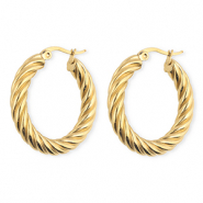BY31® Orecchini a cerchio in acciaio inossidabile a spirale oro