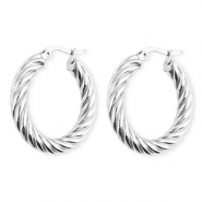 BY31® Orecchini a cerchio in acciaio inossidabile a spirale argento