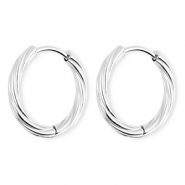 BY31® Orecchini a cerchio in acciaio inossidabile a spirale argento
