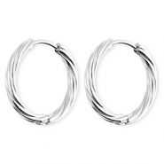 BY31® Orecchini a cerchio in acciaio inossidabile a spirale argento