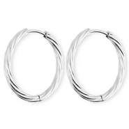 BY31® Orecchini a cerchio in acciaio inossidabile a spirale argento