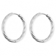 BY31® Orecchini a cerchio in acciaio inossidabile a spirale argento