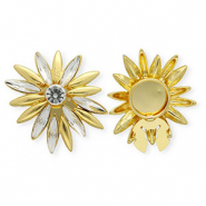 Copri bottoni a fiore oro-cristallo