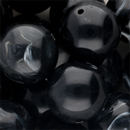 Perline in acrilico 24 mm tonda nero-bianco marmo