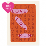 BY31® Espositori bigiotteria in cartoncino "Love you mum" biancastro-rosso corallo-rosa