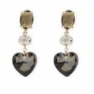 Orecchini con Cristalli ovale-disco-cuore marrone-trasparente-antracite-oro