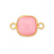 Ciondoli in pietra naturale Quarzo Rosa distanziatori 12x12mm rosa-oro