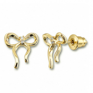 Metallo TQ in ottone orecchini fiocco oro