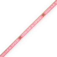 BY31® Nastro con testo "sugar & spice" rosa-marrone-bianco-oro