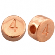 Perline alfabeto di metallo DQ con disegno numero 4 oro rosa (privo di nichel)