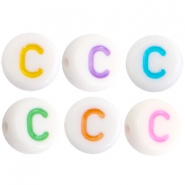 Perline alfabeto in acrilico con disegno lettera C multicolore - bianco