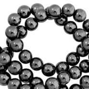Perline di ematite 8 mm tonda grigio antracite