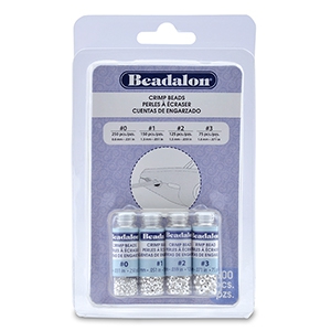 Beadalon schiaccini confezione (0.8mm, 1.3mm, 1.5mm, 1.8mm) argento