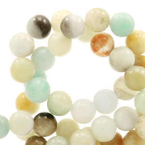 Perline in pietra naturale Calcedonio (Quarzo) 6mm multicolore turchese delicato-marrone