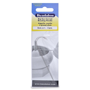 Beadalon ago ricurvo flessibile 9cm con occhiello largo argento