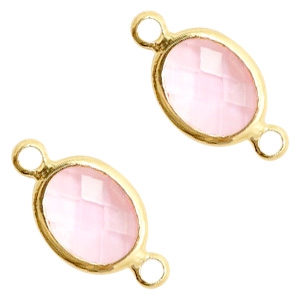 Distanziatori di vetro Crystal Glass 10x9 mm ovale rosa cristallo - oro