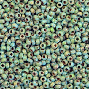 Rocailles Miyuki 11/0 Opaque picasso turquoise blue 11-4514
