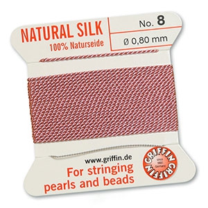Griffin filo infilaperle di seta naturale 100% &Oslash;0.8mm rosa scuro