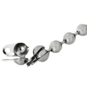 Catena a palline di metallo BQ 2 mm terminale argento antico