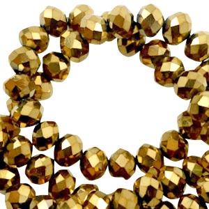 Perline sfaccettate 3x2mm rondella oro metallico