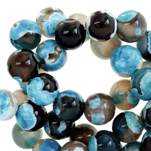 Perline in pietra naturale Agata 8mm blu oceano scuro