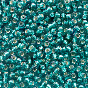 Rocailles Miyuki 11/0 Silverlined transparent dark teal green 11-30