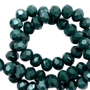 Perline sfaccettate 3x2mm rondella verde profondo - effetto perlato