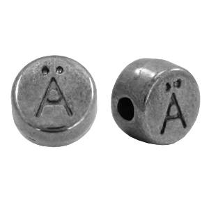 Perline alfabeto di metallo DQ con disegno lettera &Auml; argento antracite (privo di nichel)