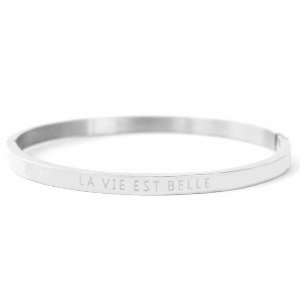 Bracciali in acciaio inossidabile con scritta 'la vie est belle' argento