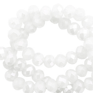 Perline sfaccettate 4x3 mm rondella bianco - effetto perlato