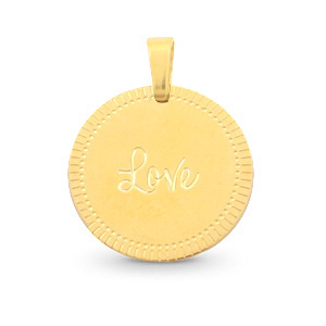 Ciondoli in acciaio inossidabile 15mm con scritta 'love' Mix & Match oro