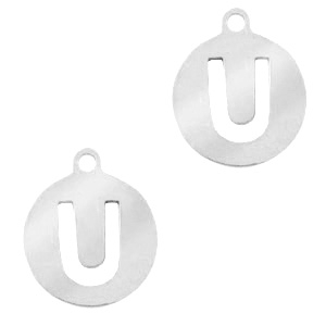 Ciondoli in acciaio inossidabile 10mm con disegno lettera U argento