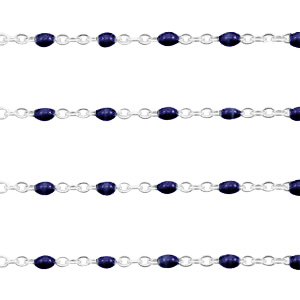 Componenti in acciaio inossidabile 1 mm catena stile rosario blu scuro-argento