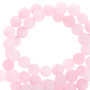 Perline in pietra naturale Cuarzo 4mm opaca rosa chiaro