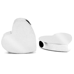 Perline in acciaio inossidabile cuore argento