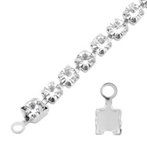 Componenti di metallo TQ terminale per catena strass 3mm argento antico