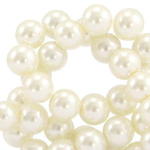 Perline di vetro con effetto perlato 4mm alta qualit&agrave; biancastro