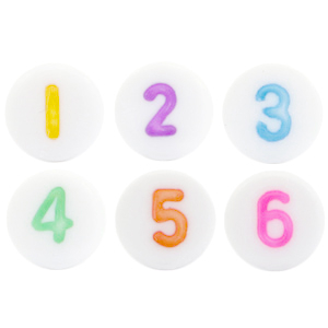Perline alfabeto in acrilico misto numeri multicolore-bianco