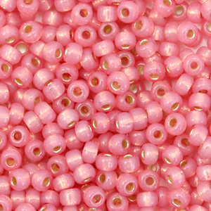 Rocailles Miyuki 8/0 Duracoat silverlined dyed pink 8-4237