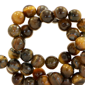 Perline in pietra naturale Occhio di tigre 8mm oro marrone