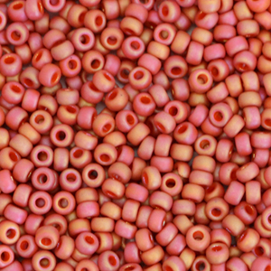 Rocailles Miyuki 11/0 Opaque glazed frosted rainbow cardinal red 11-4695